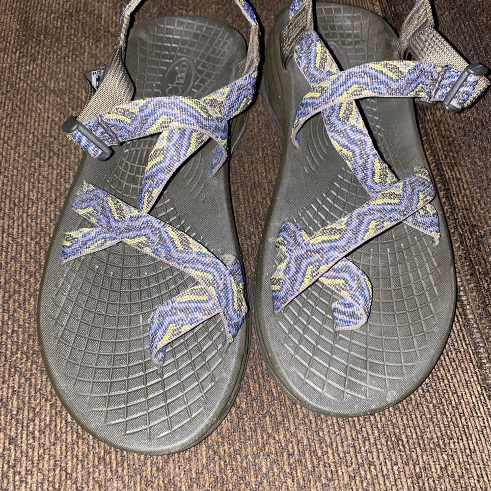 Chaco Strappy Sandals in purple and yellow